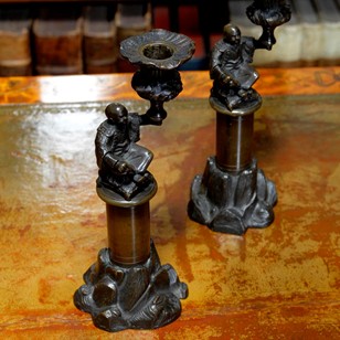Pair Of Regency Patinated Bronze Candlesticks